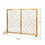 Costway 95748631 3-Panel Folding Wrought Iron Fireplace Screen with Doors and 4 Pieces Tools Set-Golden