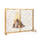 Costway 95748631 3-Panel Folding Wrought Iron Fireplace Screen with Doors and 4 Pieces Tools Set-Golden