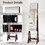 Costway 04869753 LED Jewelry Cabinet Armoire Organizer with Bevel Edge Mirror-Brown