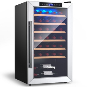 Costway 35917648 20 Inch Wine Refrigerator for 33 Bottles and Tempered Glass Door-Silver