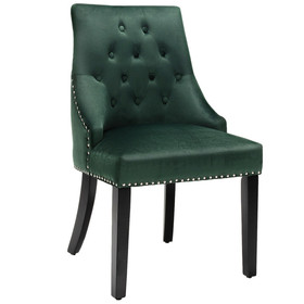 Costway 59603428 Modern Upholstered Button-Tufted Dining Chair with Naild Trim-Dark Green