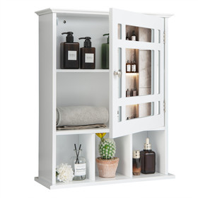 Costway 06235971 Wall Mounted and Mirrored Bathroom Cabinet-White