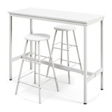 Costway 41527806 3 Piece Pub Table and Stools Kitchen Dining Set-White