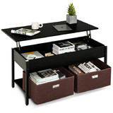 Costway 18243059 Lift Top Coffee Table Central Table with Drawers and Hidden Compartment for Living Room-Black