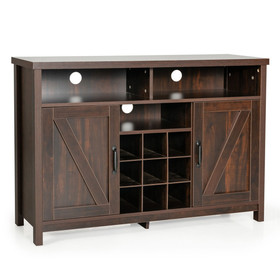 Costway 39176825 Farmhouse Sideboard with Detachable Wine Rack and Cabinets-Brown