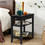 Costway 68703129 Side End Table with Drawer and 2-Tier Open Storage Shelves for Space Saving-Black