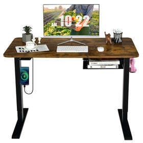 Costway 63580124 48-inch Electric Height Adjustable Standing Desk with Control Panel-Rustic Brown