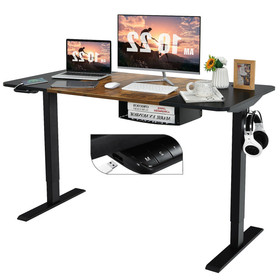 Costway 57624190 55 Inch x 28 Inch Electric Standing Desk with USB Port Black-Black