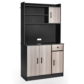 Costway 32915807 4-Door Freestanding Kitchen Buffet with Hutch and Adjustable Shelves-Black