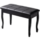 Costway 21368457 Solid Wood PU Leather Piano Bench with Storage-Black