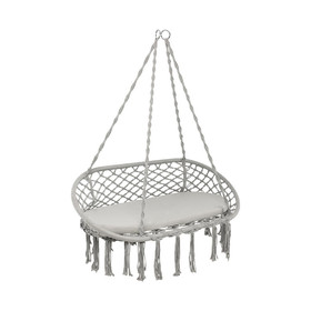 Costway 56187904 2 Person Hanging Hammock Chair with Cushion Macrame Swing-Gray