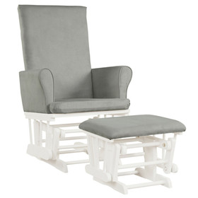 Costway 13496752 Baby Nursery Relax Rocker Rocking Chair Glider and Ottoman Cushion Set-Gray
