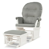 Costway 94102785 Wood Baby Glider and Ottoman Cushion Set with Padded Armrests for Nursing-Light Gray