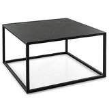 Costway 02534697 Modern Glass Square Coffee Table with Metal Frame for Living Room-Black