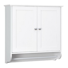 Costway Wall Mounted Bathroom Storage Medicine Cabinet with Towel Bar-White
