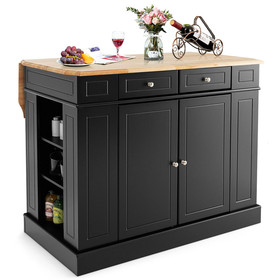 Costway 65481729 Kitchen Island with Storage and 3-Level Adjustable Shelves-Black
