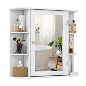 Costway 60948721 Multipurpose Mount Wall Mirror Bathroom Storage Cabinet-White
