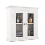 Costway 16598247 Wall Mounted Door Cabinet with 3-Level Adjustable Shelf-White