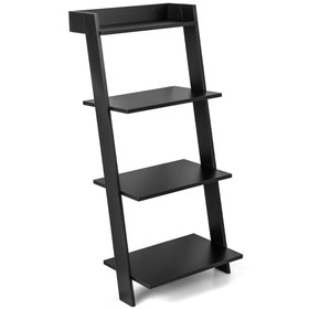 Costway 97658432 4-Tier Ladder Shelf with Solid Frame and Anti-toppling Device-Black