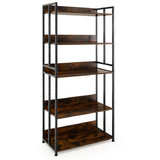Costway 84135972 3/5-Tier Industrial Bookshelf Storage Shelf Display Rack with Adjustable Shelves-5Tier