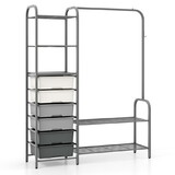 Costway 18945236 Free Standing Closet Organizer with Removable Drawers and Shelves-Gray