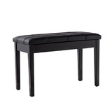 Costway 26734158 Solid Wood PU Leather Piano Double Duet Keyboard Bench-Black
