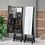 Costway 46871395 Freestanding Full Length LED Mirrored Jewelry Armoire with 6 Drawers-Black