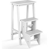 Costway 34069182 3 Tier Step Stool 3 in 1 Folding Ladder Bench-White