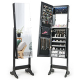 Costway 75891326 Free Standing Full Length Jewelry Armoire with Lights-Black