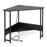 Costway 58124369 Triangle Computer Corner Desk with Charging Station-Black