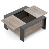 Costway 36.5 Inch Coffee Table with Sliding Top and Hidden Compartment-Rustic Brown