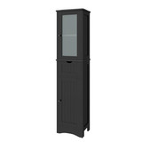 Costway 98716425 Tall Floor Storage Cabinet with 2 Doors and 1 Drawer for Bathroom-Black
