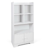 Costway 4 Tiers Bookshelf with 4 Cubes Display Shelf and 2 Doors-White