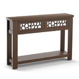 Costway 37954682 2-Tier Console Table with Drawers and Open Storage Shelf-Brown