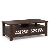 Costway 26895731 3-tier Coffee Table with 2 Drawers and 5 Support Legs-Brown