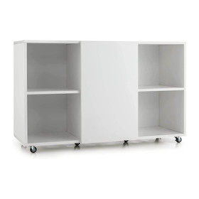 Costway 12695437 Wood Storage Cabinet with Wheels and 6 Compartments-White