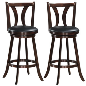 Costway 32698450 Set of 2 Swivel Bar Stools 29.5 Inch Bar Height Chairs with Rubber Wood Legs-29.5 Inch