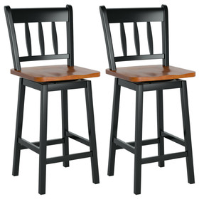 Costway 23894601 24.5 Inches Set of 2 Swivel Bar Stools with 360&#176; Swiveling-Black