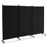 Costway 96238751 3 Panel Folding Room Divider with Lockable Wheels-Black