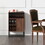 Costway 51287963 Wine Storage Cabinet Buffet Sideboard with Adjustable Shelf and Sliding Door-Brown