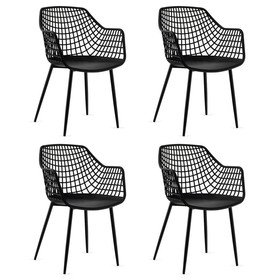 Costway 23748196 Set of 4 Heavy Duty Modern Dining Chair with Airy Hollow Backrest-Black