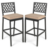 Costway 67482935 Set of 2 Patio Bar Chairs with Detachable Cushion and Footrest-Argyle Pattern