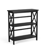 Costway 19435782 3-Tier Wooden Multi-Functional X-Design Etagere Storage Bookshelf-Black