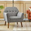 Costway 13486597 Modern Tufted Fabric Accent Chair with Rubber Wood Legs-Gray