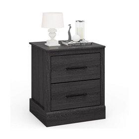 Costway 37861254 Wood Compact Floor Nightstand with Storage Drawers-Dark Gray