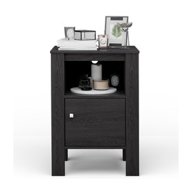 Costway 91732456 Compact Floor Farmhouse Nightstand with Open Shelf and Cabinet-Dark Gray