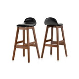 Costway 67592381 27.5 Inch Set of 2 Upholstered PU Leather Barstools with Back Cushion-Brown