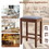 Costway 69521387 2 Pieces 25 Inch Upholstered Bar Stool Set with Solid Rubber Wood Frame and Footrest-Brown