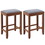 Costway 69521387 2 Pieces 25 Inch Upholstered Bar Stool Set with Solid Rubber Wood Frame and Footrest-Brown