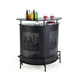 Costway 74638295 4-Tier Liquor Bar Table with 3 Glass Holders and Storage Shelves-Black